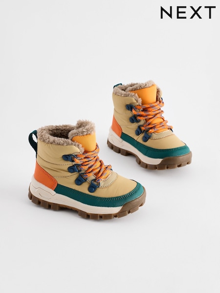 Neutral Quilted Lace-Up Hiker Boots (565810) | AED114 - AED135