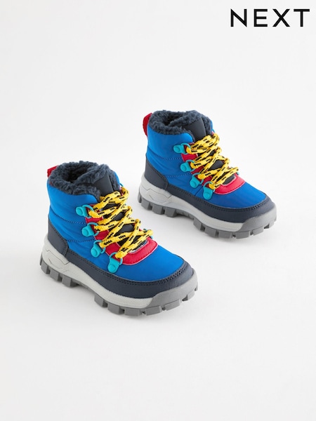Blue Quilted Lace-Up Hiker Boots (565835) | AED114 - AED135