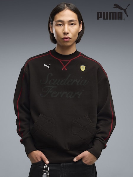 أسود - Regular Puma Ferrari T7 Premium Crew Neck Relaxed Sweatshirt