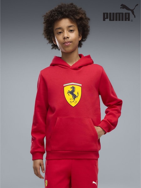 Red - Puma Scuderia Ferrari Coloured Shield Fleece Hoodie