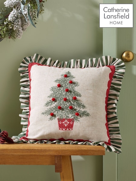 Catherine Lansfield Frilled Christmas Tree Cushion