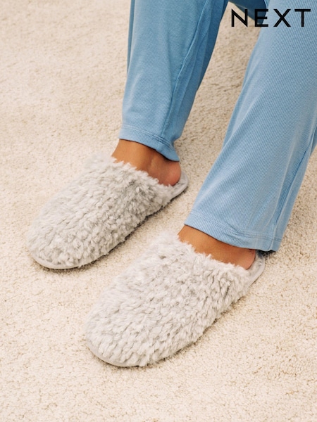 Gri - Faux Fur Cosy Mule Slippers (566508) | 53 LEI