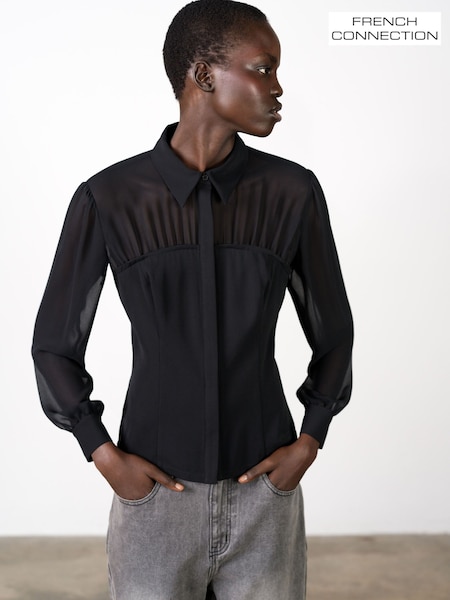 Black - French Connection Arezzo Corset Shirt