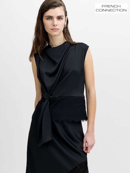Noir - Blouse French Connection Dahlia à manches bouffantes