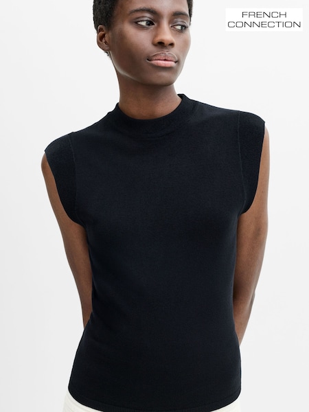 Black - French Connection Jilene Draw String Detail Knit Top