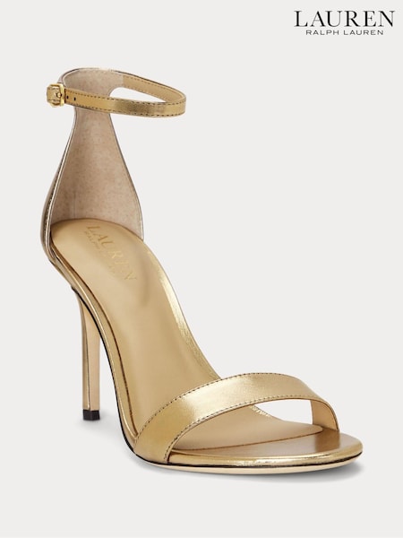 Lauren Ralph Lauren Allie Metallic Nappa Leather Bronze Sandals (567503) | €95
