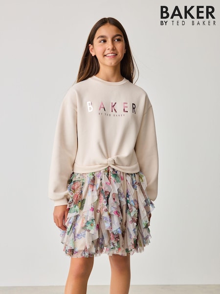 Baker by Ted Baker Stone Ruffle Printed Sweat Dress (567685) | 151 QAR - 177 QAR