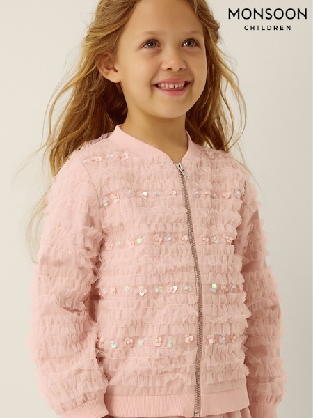 Rosa - Monsoon Carolyn Bomberjacke mit verziertem Rüschendetail