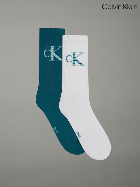 White - Regular Calvin Klein Calvin Klein Jeans Mens Logo 2 Pack Socks