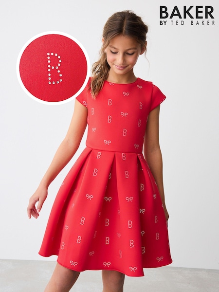 أحمر - Baker By Ted Baker Hotfix Scuba Dress (567906) | ‏24 ر.ع.‏ - ‏27 ر.ع.‏