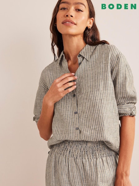 Boden Brown Relaxed Linen Shirt (568238) | €20