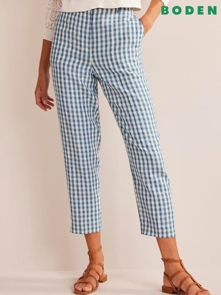 Boden Blue Tapered Linen Trousers (568338) | €57