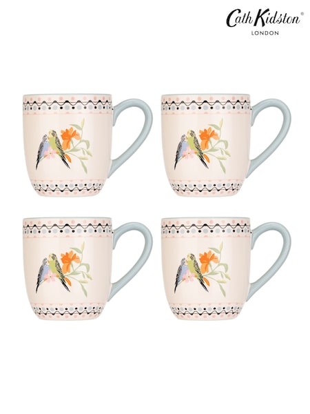 Cath Kidston Set of 4 Blue Budgie Breakfast Mugs (568767) | €54