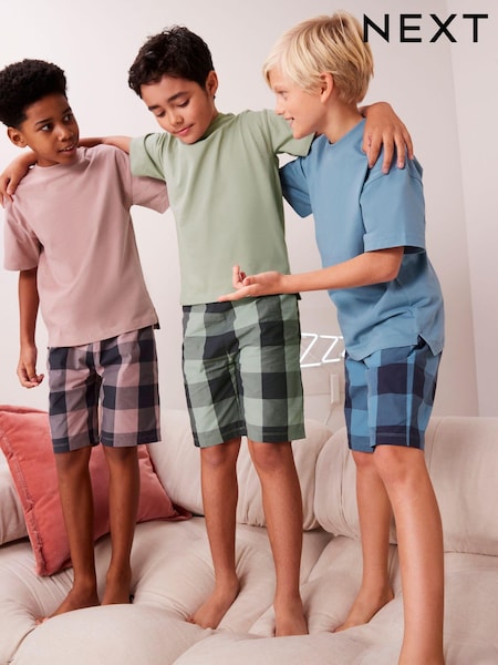 Caqui/Lila - Woven Check Short Pyjamas 3 Pack (3-16yrs) (569195) | 39 € - 48 €