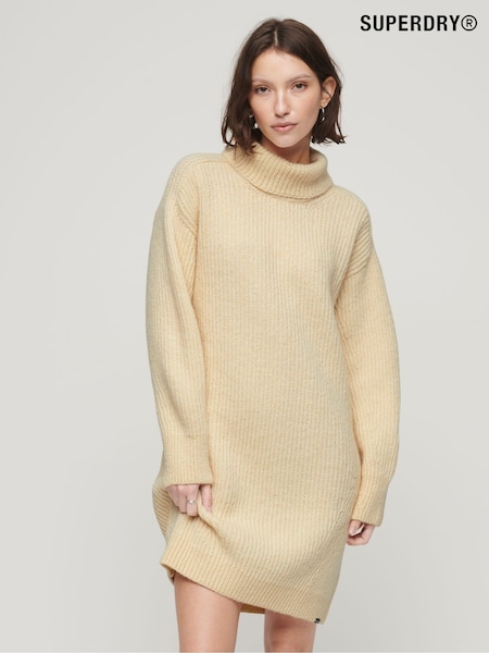 Superdry Brown Knitted Roll Neck jumper Dress (569283) | €39