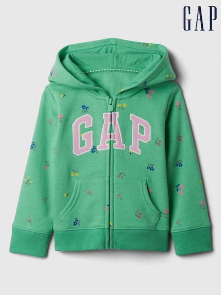 Gap Green Floral Logo Zip Up Hoodie (3-5yrs) (569393) | €15.50
