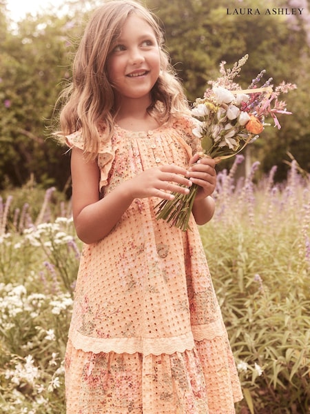 Laura Ashley Orange Rosemore Broderie Midi Dress (569440) | €20 - €22.50
