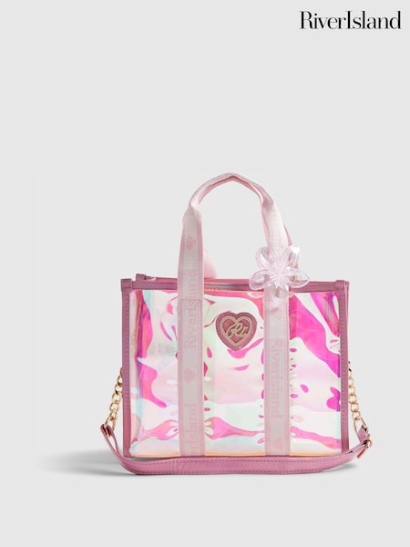 Pink - River Island Jelly Shopper With Pouch Clip