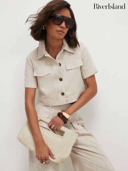 Natural - River Island Cotton Pocket Detail Jacket