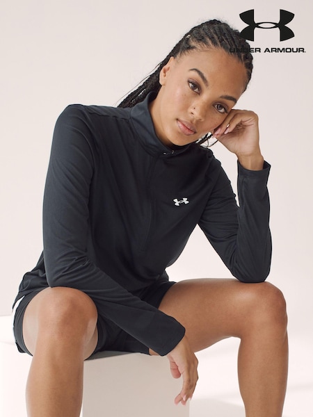 Under Armour Black Solid Tech 1/2 Zip Top (569625) | AED233