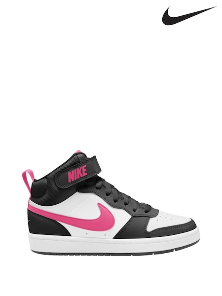 Nike White/Black/Pink Youth Court Borough Mid Trainers (569687) | €73