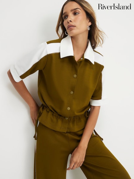 Green - River Island Premium Block Polo Shirt