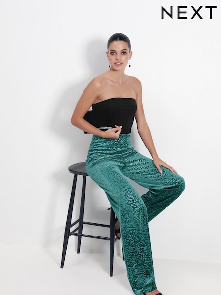 Сине-зеленый - Velvet Wide Leg Trousers (569811) | €8