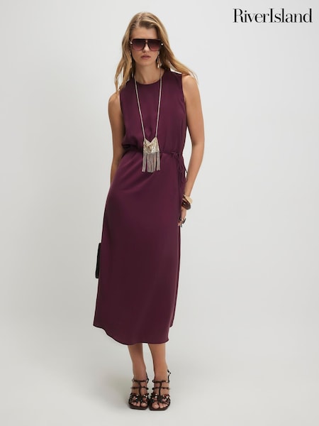 Red - River Island Cupro Sleeveless Maxi Dress