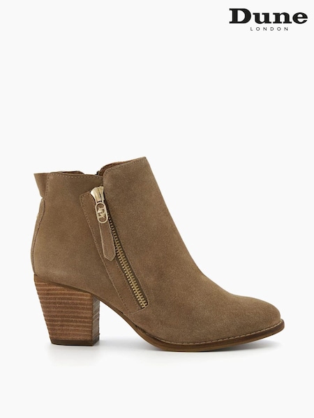 Dune London Brown Chrome Zip-Up Paicey Ankle Boots (569913) | €29