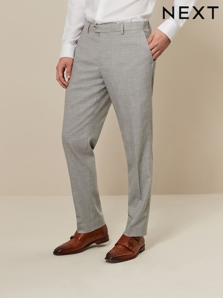 Grey Tailored Fit Textured Suit Trousers (570269) | AED87