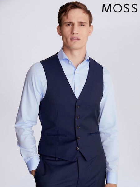 MOSS Ink Blue Slim London Suit: Waistcoat (570307) | €93