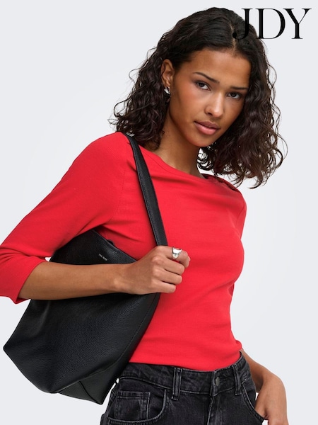 Red - Jdy Bright Red 3/4 Sleeve Fitted Jersey Top