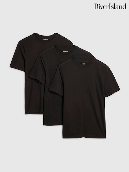 أسود - Regular River Island Slim Fit T-shirt 3 Pack