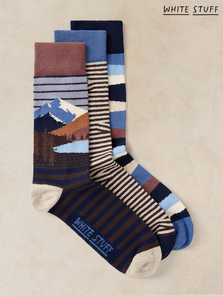 Grey - Regular White Stuff Forest Explorer Ankle Socks 3 Pack