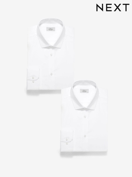 White Slim Fit 100% Cotton Shirts 2 Pack (570669) | €28