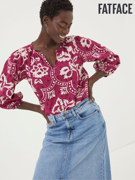 FatFace Purple Broderie Floral Blouse (570844) | €31