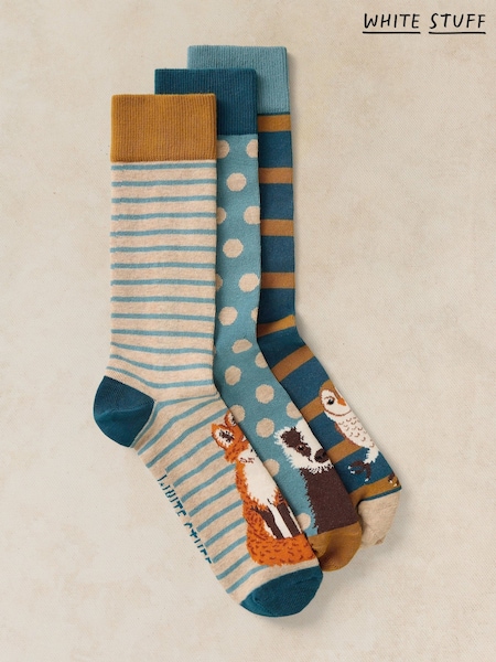 Natural - Regular White Stuff Woodland Ankle Socks 3 Pack