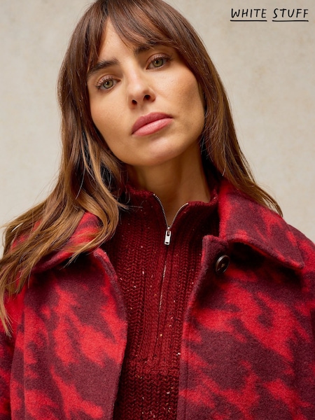 Red - White Stuff Half Zip Collar Poncho