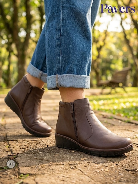 Czekoladowy brąz - Pavers Leather Ankle Boots