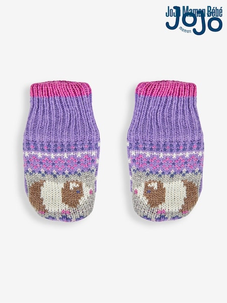 JoJo Maman Bébé Lilac Purple Guinea Pig Fair Isle Pattern Mittens (571766) | €22
