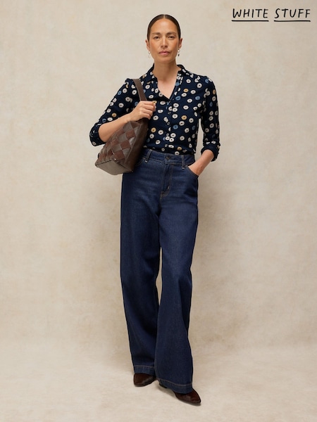 Navy - White Stuff Annie Cotton Jersey Shirt
