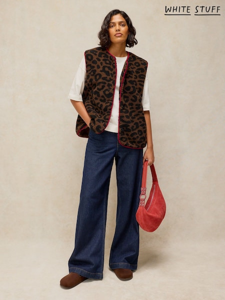 Natural - White Stuff Borg Leopard Gilet