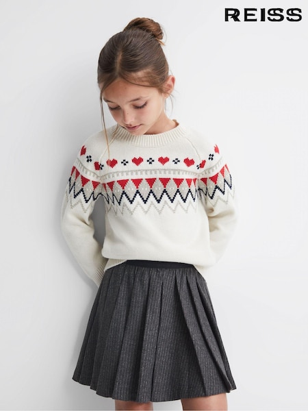Reiss Dark Grey Marcie Wool Blend Striped Pleated Skirt (572034) | €58