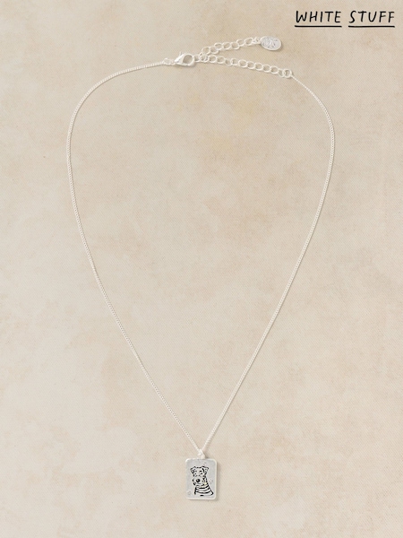 Silver Tone - White Stuff Pet Pal Dog Necklace