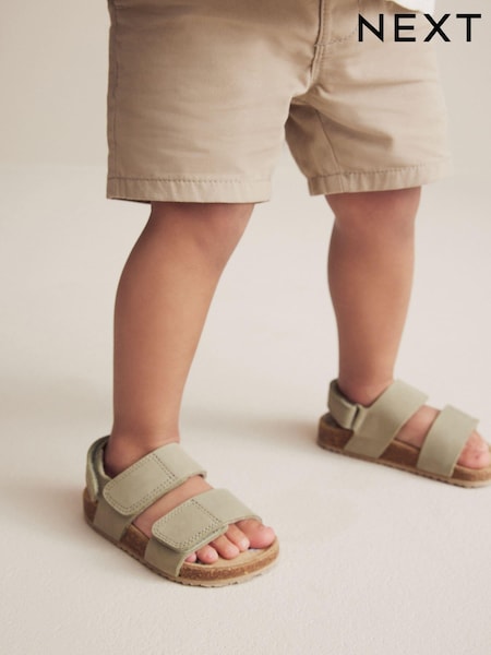 Sage Green Standard Fit (F) Leather Touch Fastening Corkbed Sandals (572454) | €11 - €13