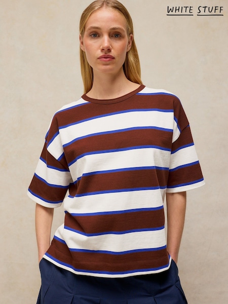 Brown - White Stuff Kat Stripe Midweight T-shirt