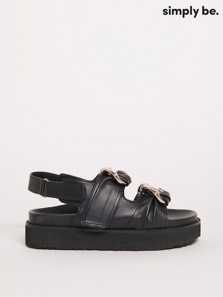 Simply Be Extra Wide Fit Chain Chunky Footbed Black Sandals (572538) | €25