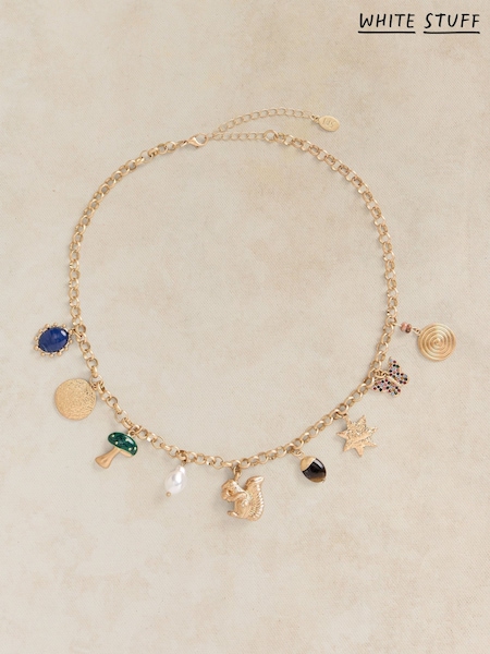 Gold Tone - White Stuff Woodland Charm Necklace
