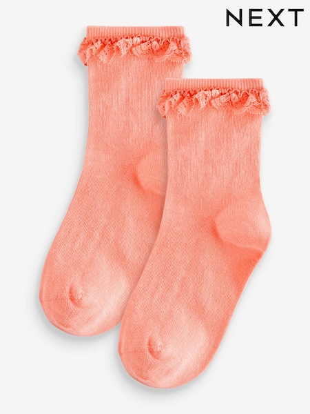 Pfirsich, Orange - Cotton Rich Ruffle Ankle Socks 2 Pack (573259) | 2 € - 4 €