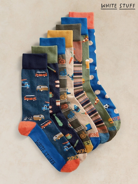 Green - Regular White Stuff Day Of The Week Socks 7 Pack